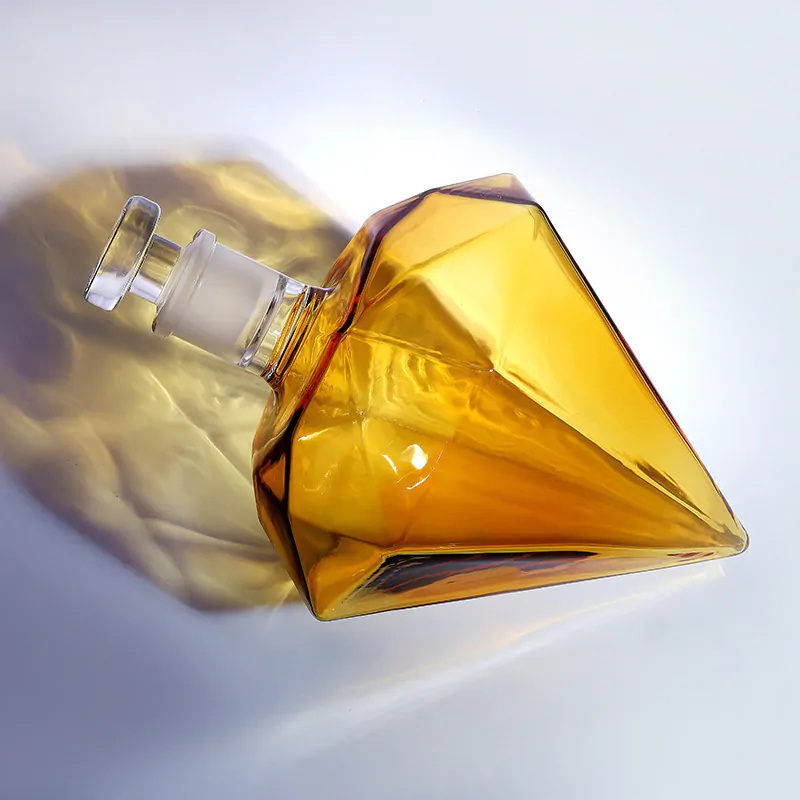 decantor whisky diamant din sticla transparenta cu suport si pahare - cadouri barbati