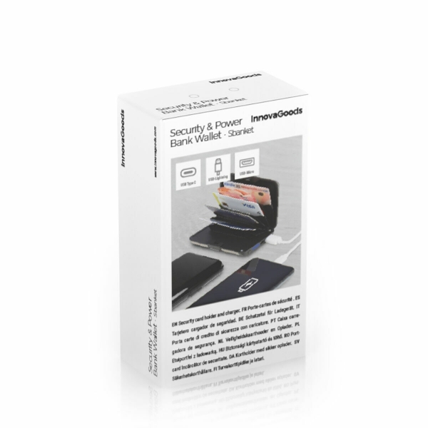 cutie portofel carduri barbati cu protectie rfid si powerbank - cadouri barbati