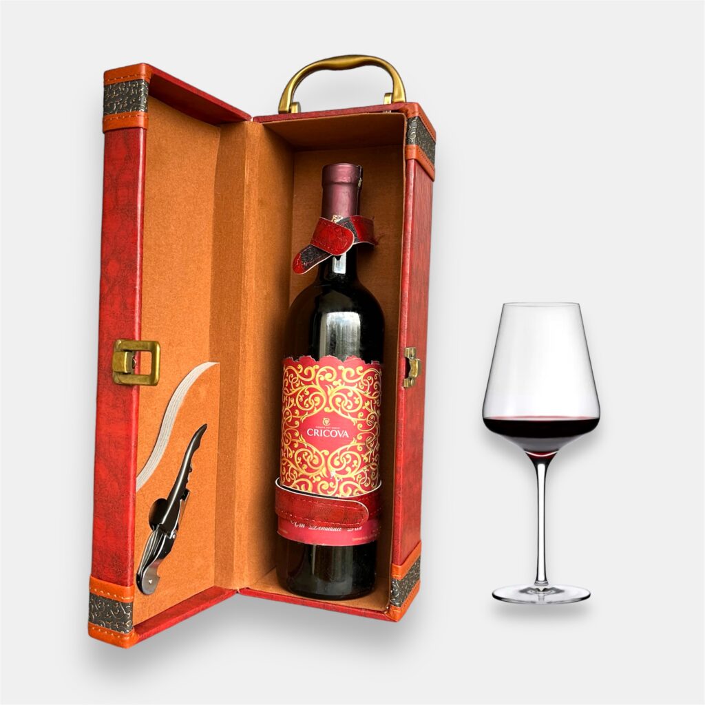 Cutie de vin pentru o sticla cu tirbuson - Cadouri Barbati