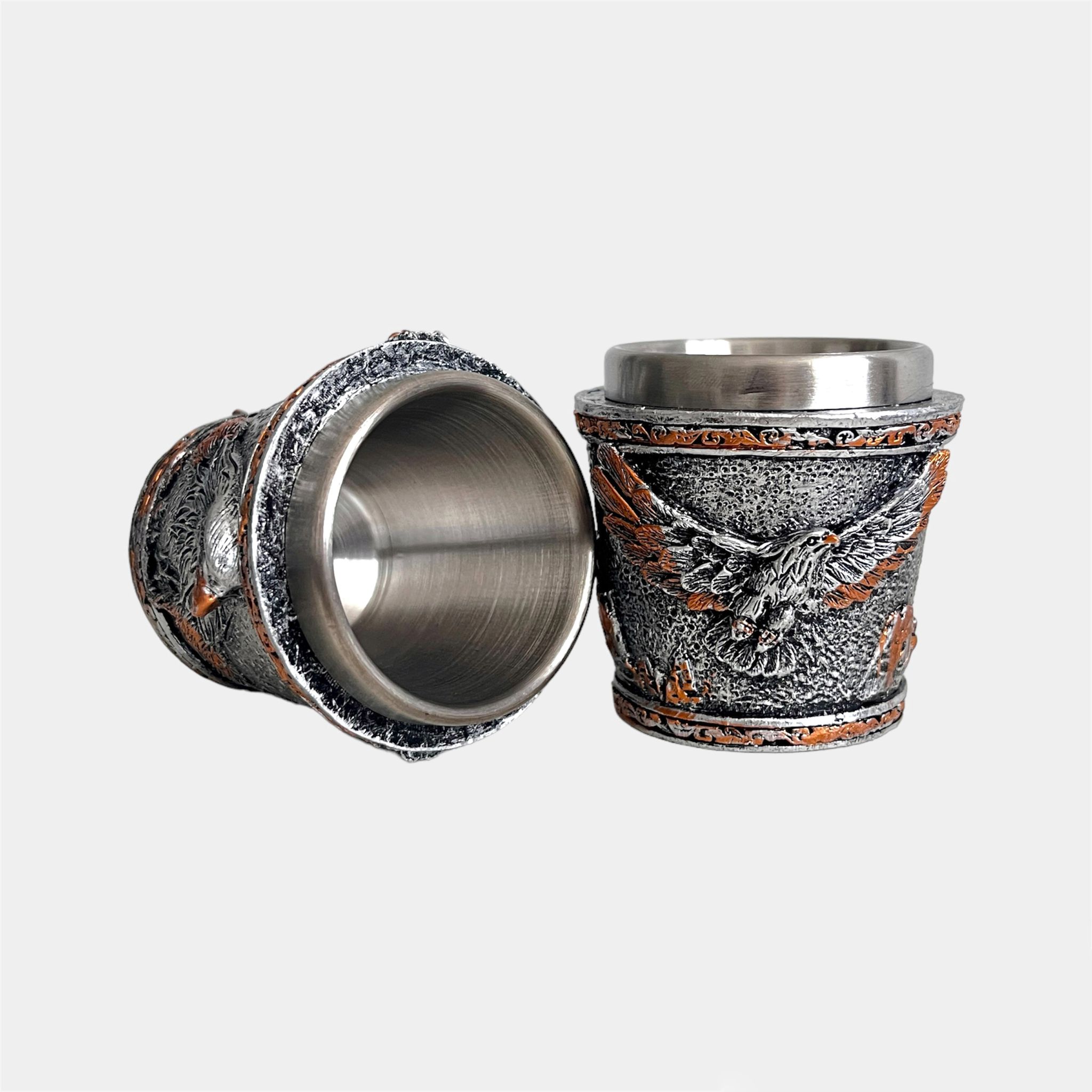 pahar de shot medieval din otel cu model vulture - cadouri barbati